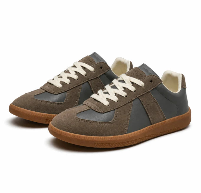 Andrzej | Lace Up Low Top Trainers with Brown Soles