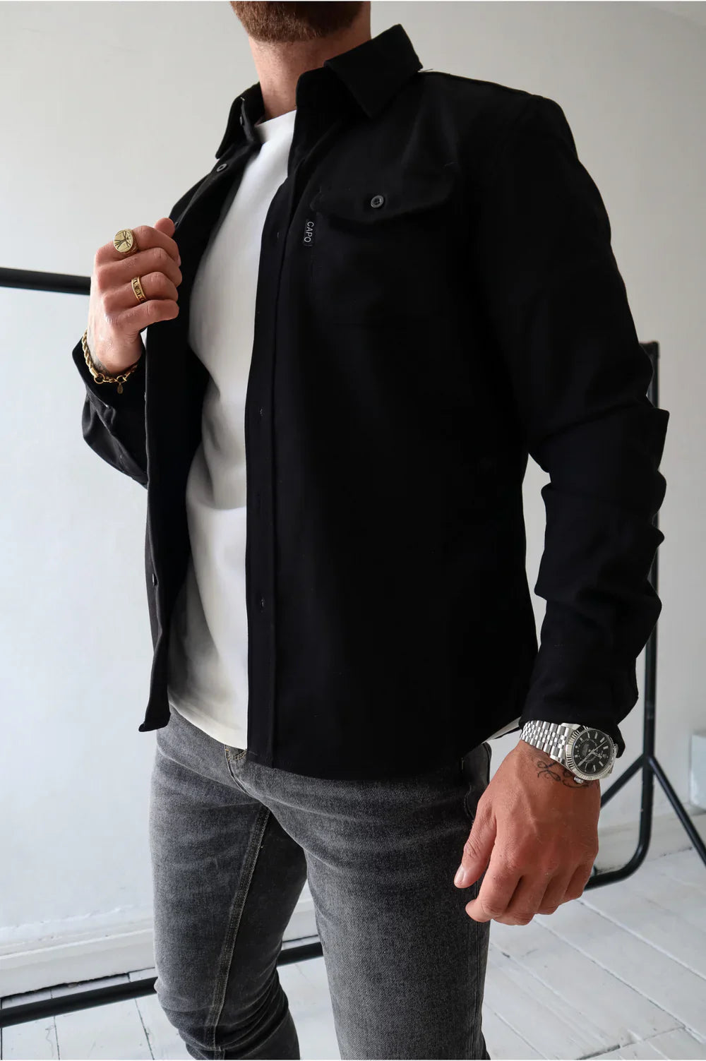Benton | Long Sleeve Button-Up Double-Pocket Utility Overshirt