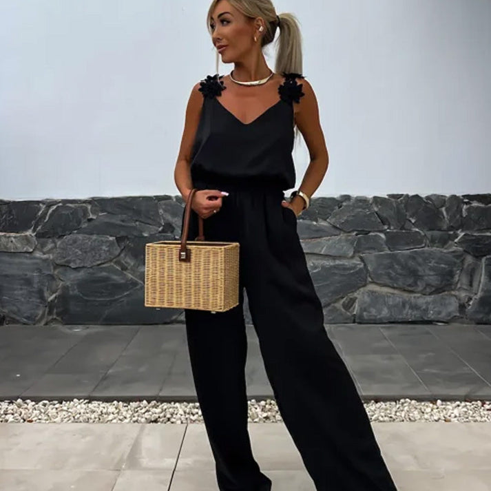Melli | Floral Strap Wide Leg Jumpsuit