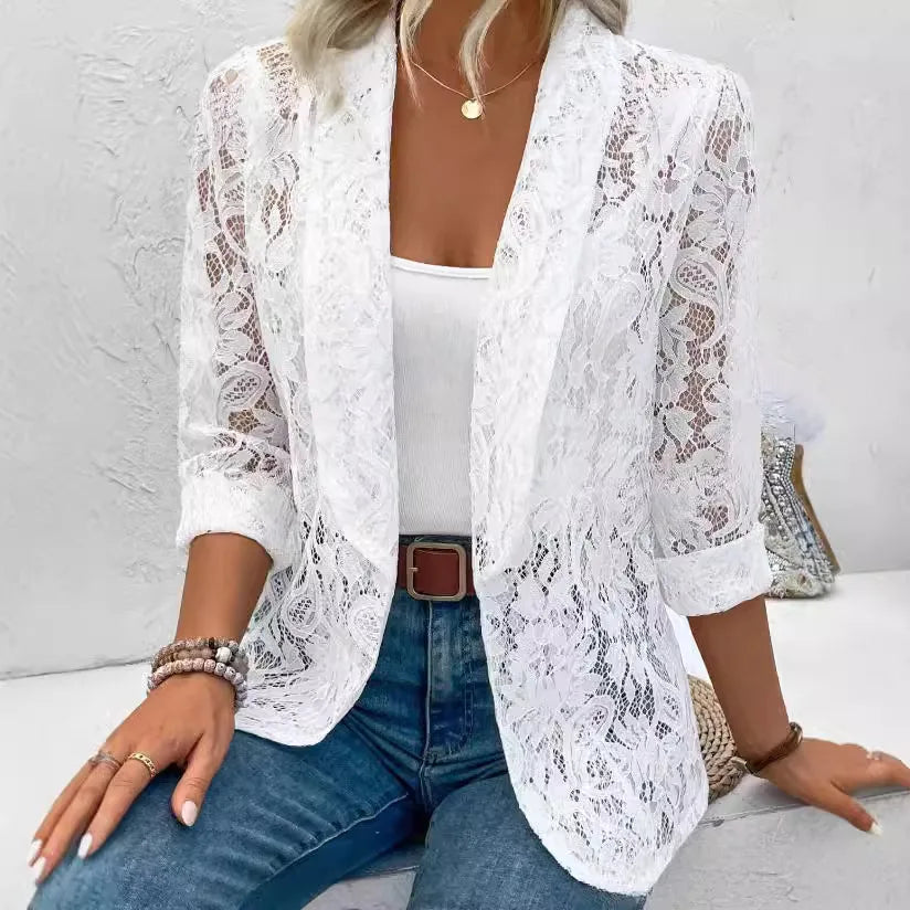 Naemi - Lace Blazer Open Front Long Sleeve