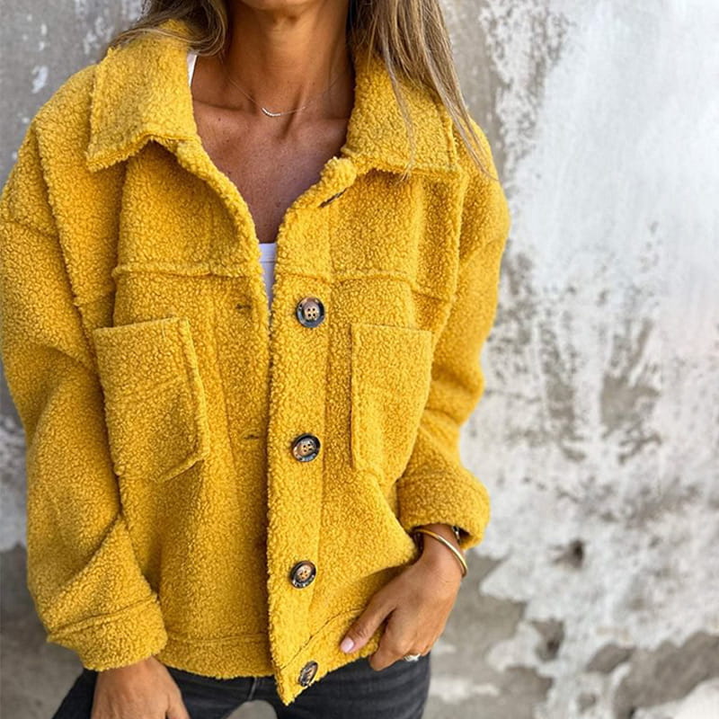 Alwina | Teddy Button-Up Collared Pocket Jacket