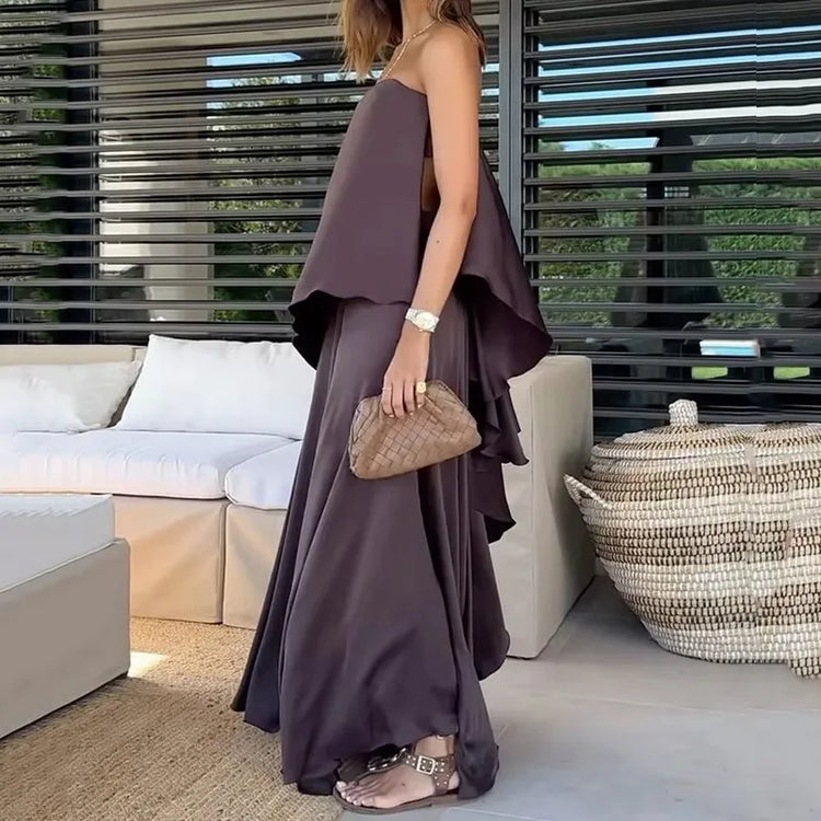 Kerstin | Strapless Asymmetrical Overlay Wide Leg Jumpsuit