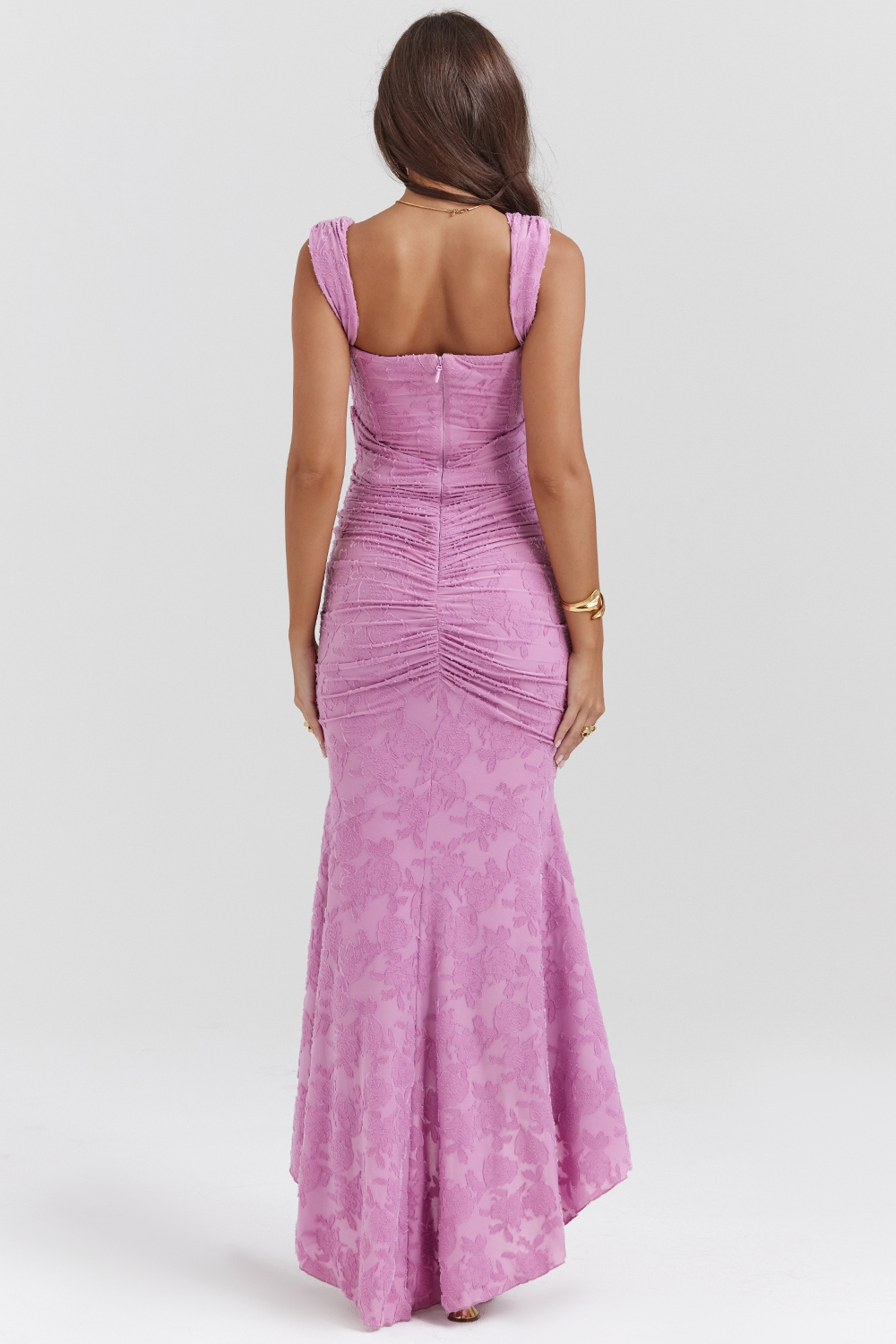 Traudel | Floral Jacquard Square Neck Midi Dress