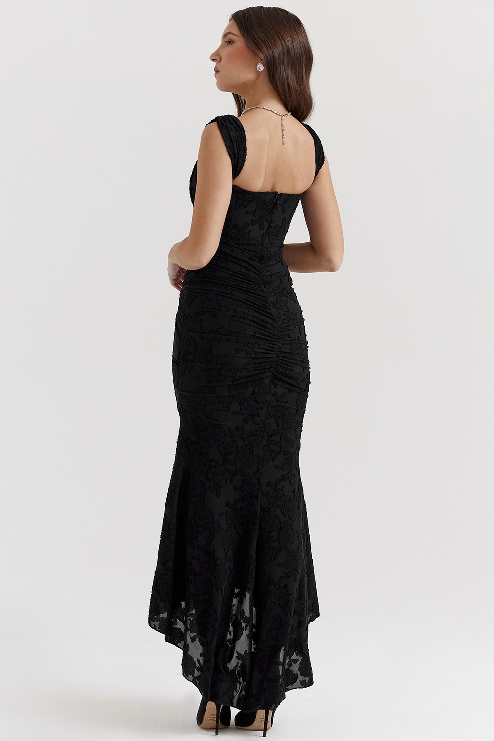 Traudel | Floral Jacquard Square Neck Midi Dress