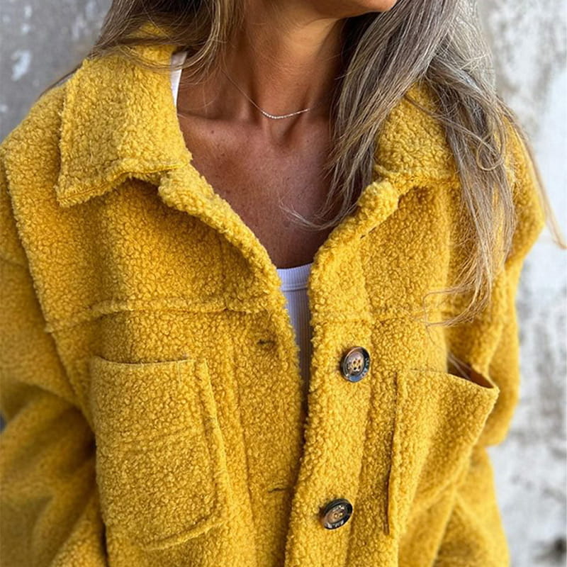 Alwina | Teddy Button-Up Collared Pocket Jacket