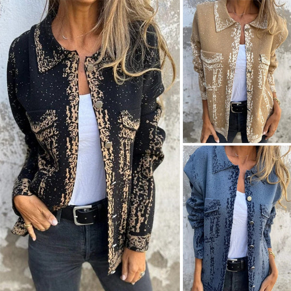 Ventra | Jacket with Abstract Pattern and Button Front