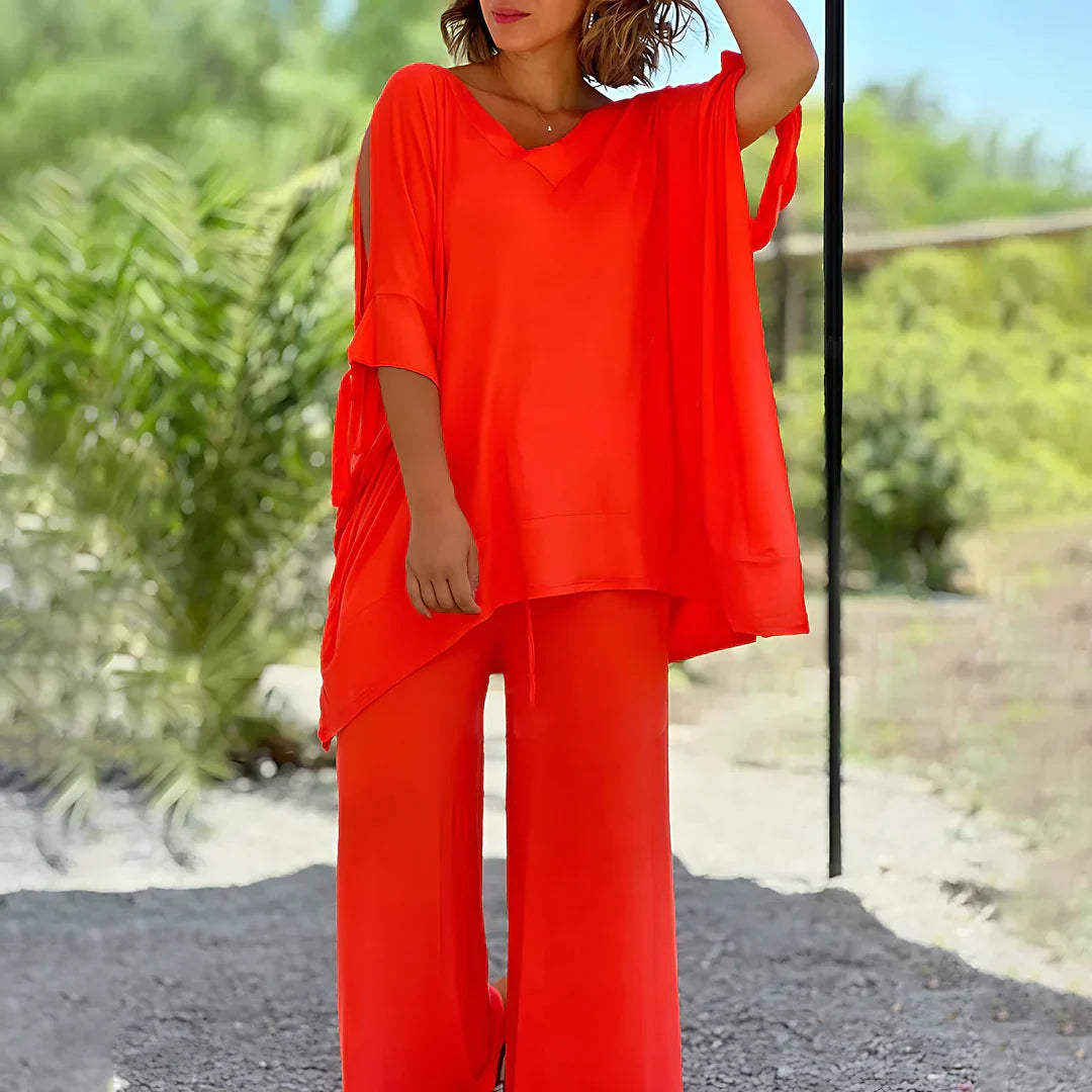 Lucee | Wide Leg Trouser Set Split Sleeve
