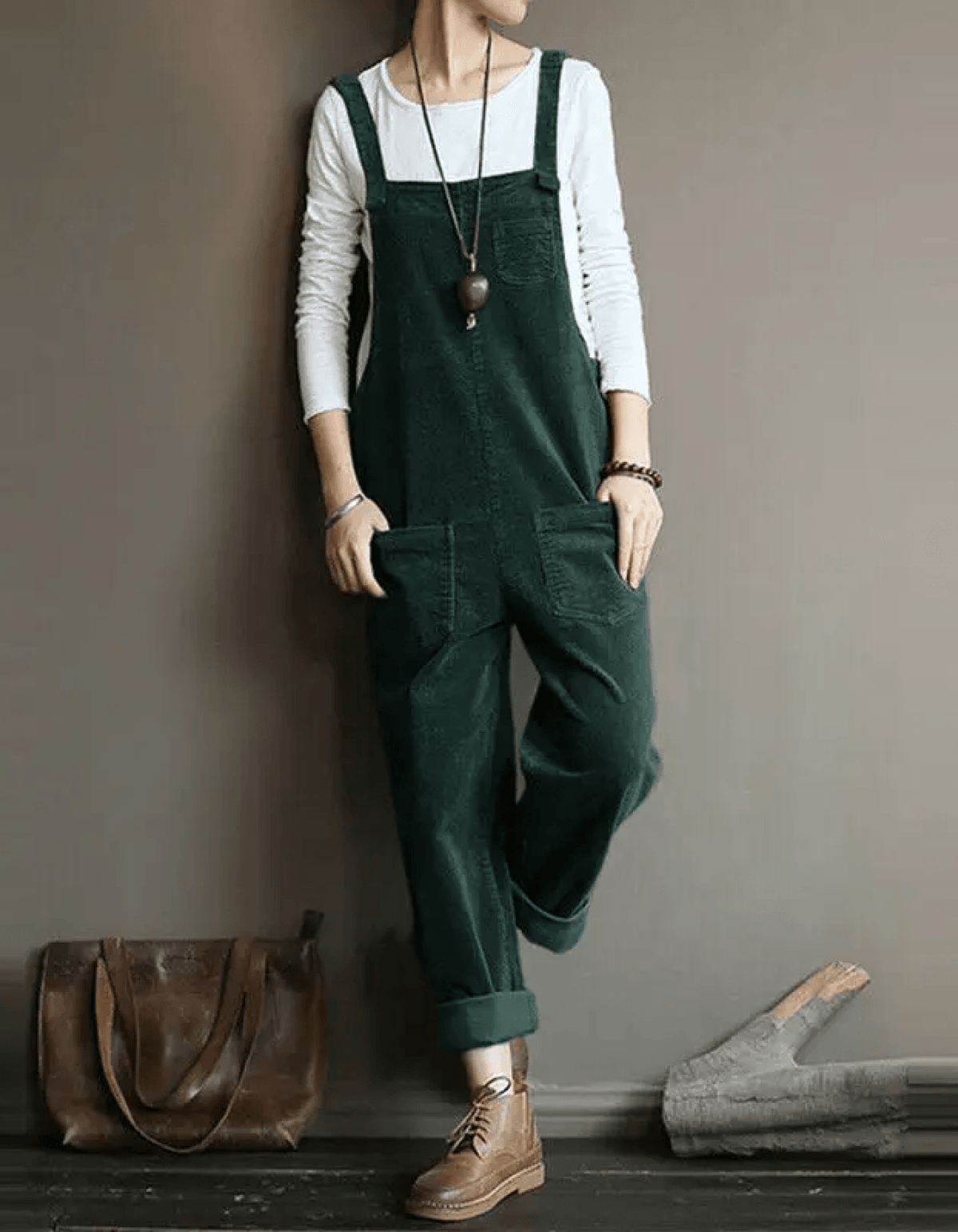 Samira | Textured Overalls with Patch Pockets