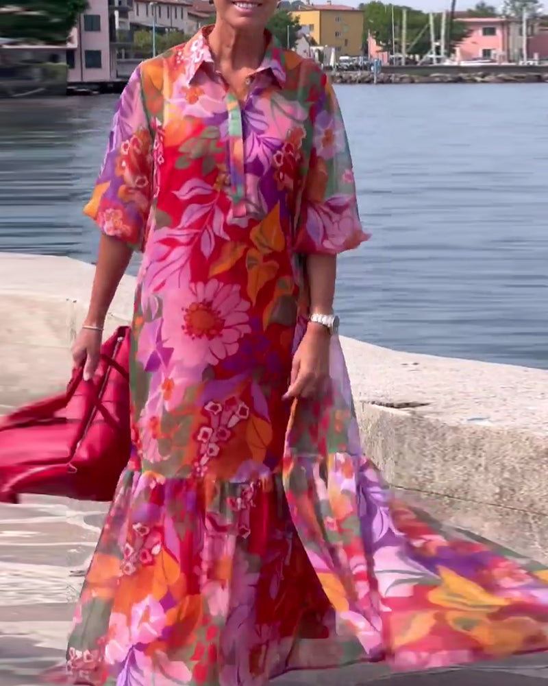 Tanisha | Floral Print Collared Maxi Dress