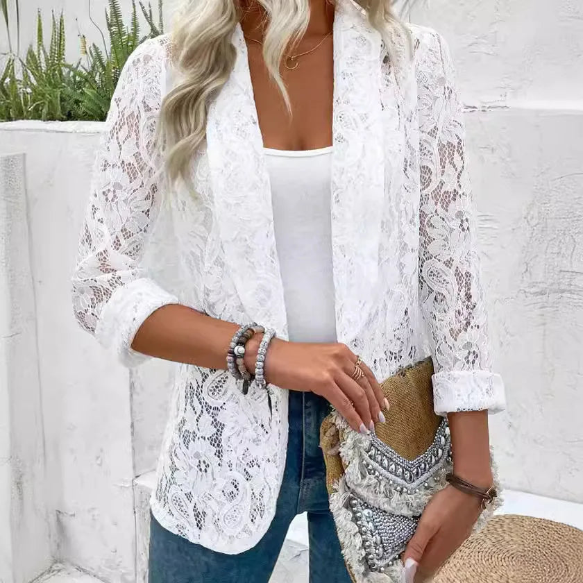 Naemi - Lace Blazer Open Front Long Sleeve