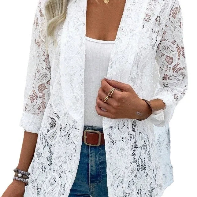 Naemi - Lace Blazer Open Front Long Sleeve