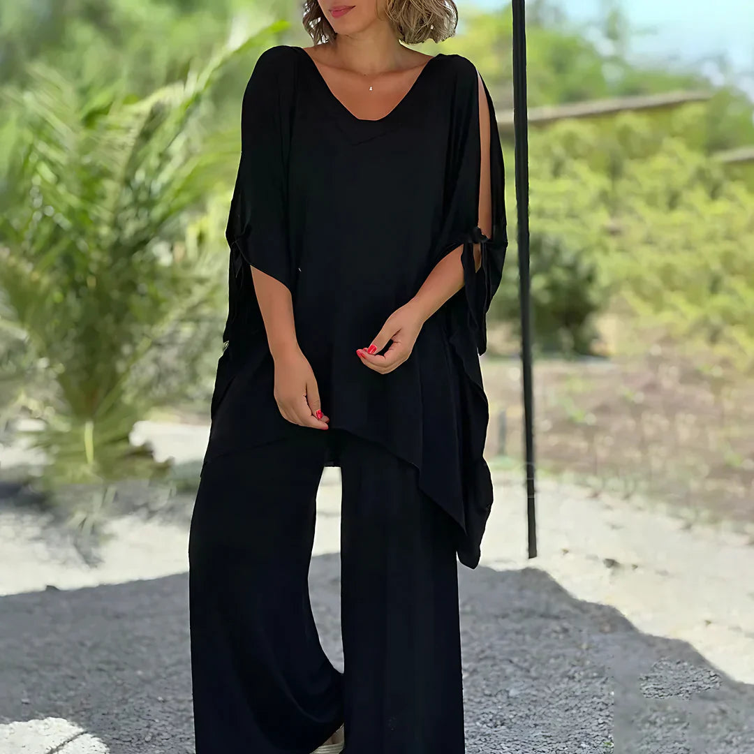 Lucee | Wide Leg Trouser Set Split Sleeve