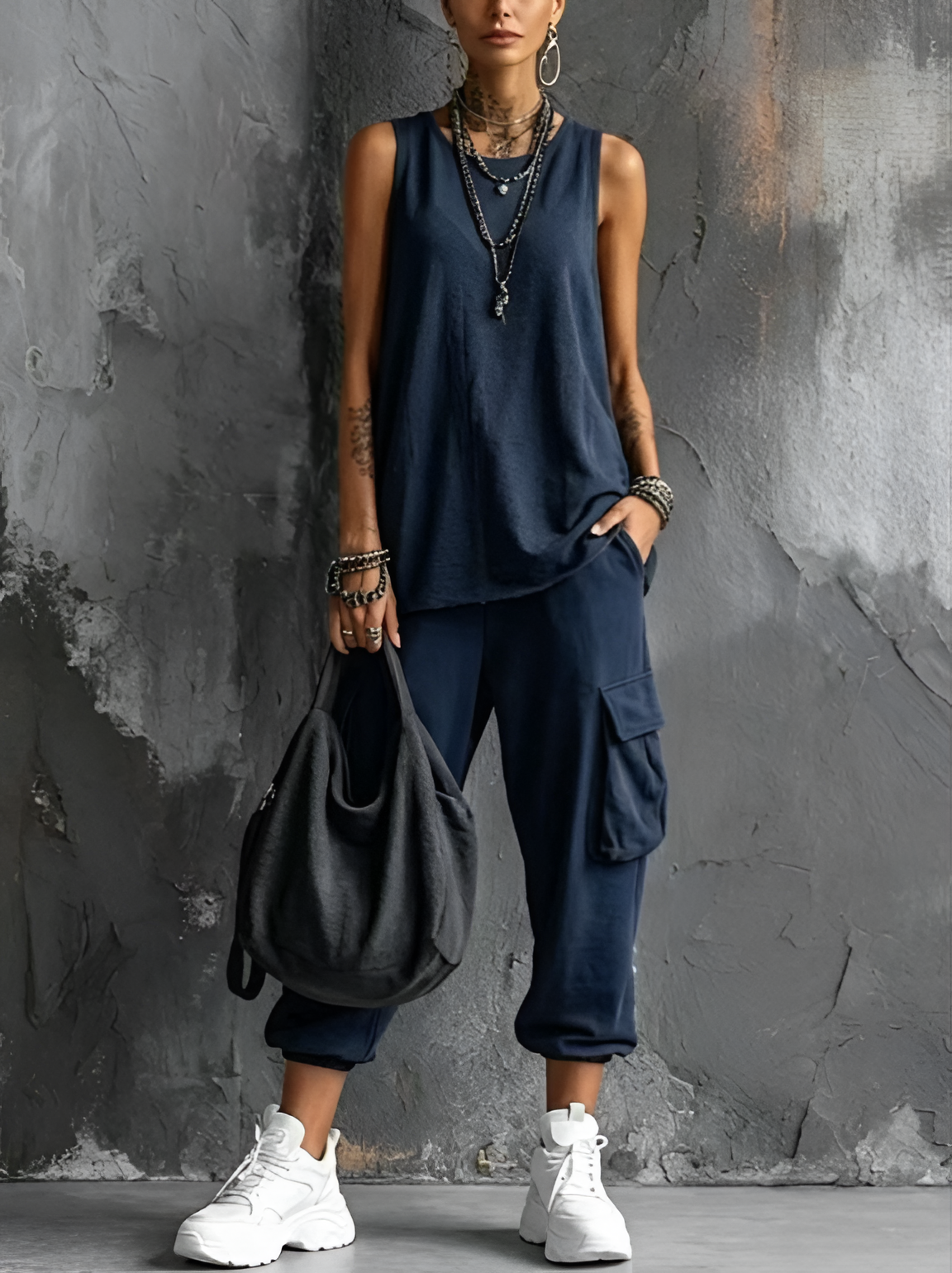 Leina | Two Piece Sleeveless Cargo Jogger Set