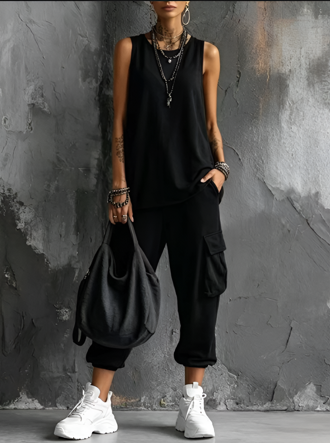 Leina | Two Piece Sleeveless Cargo Jogger Set