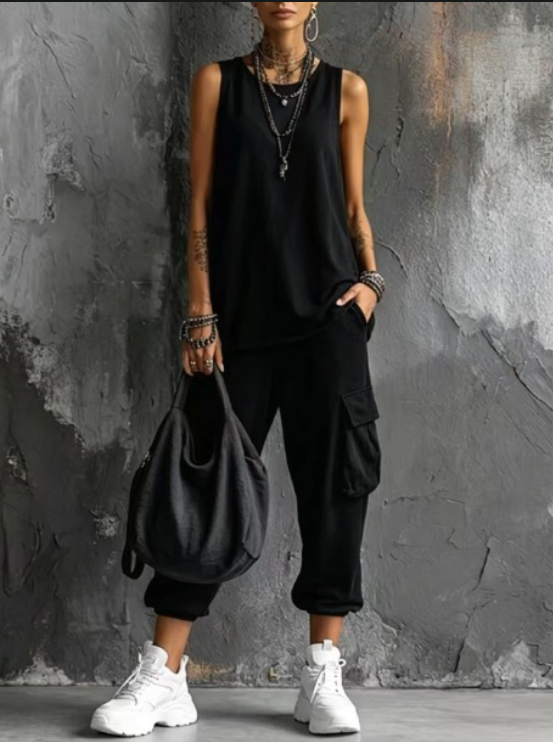 Ashlea | Sleeveless Top and Cargo Jogger Set