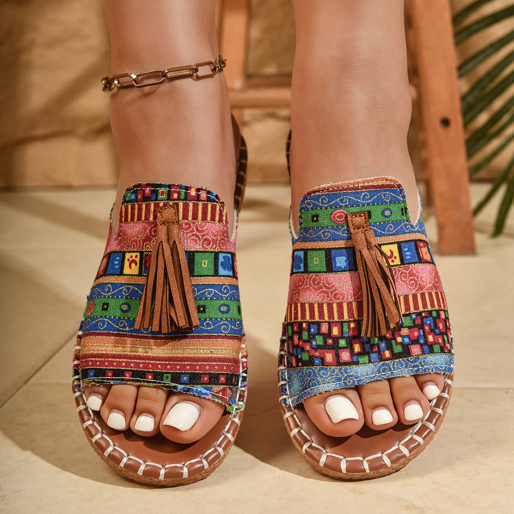 Margaret | Bohemian Tassel Slip-On Sandals