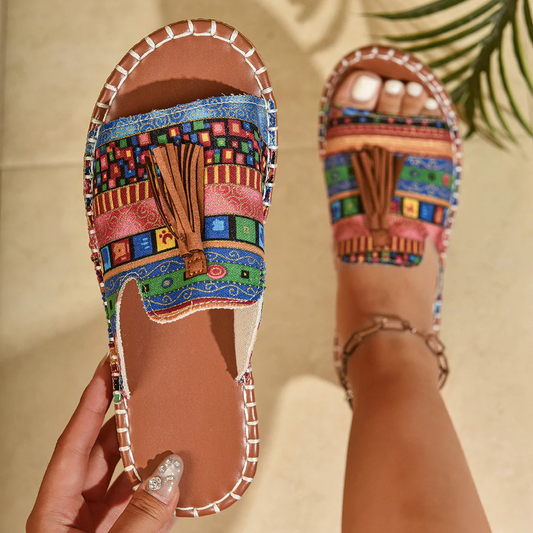 Margaret | Bohemian Tassel Slip-On Sandals