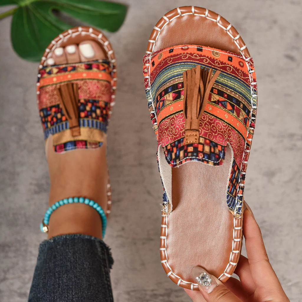 Margaret | Bohemian Tassel Slip-On Sandals
