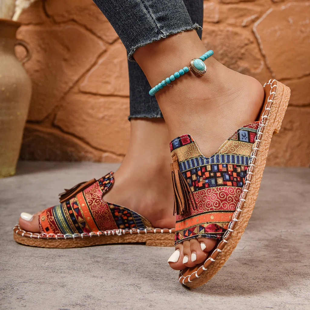 Margaret | Bohemian Tassel Slip-On Sandals