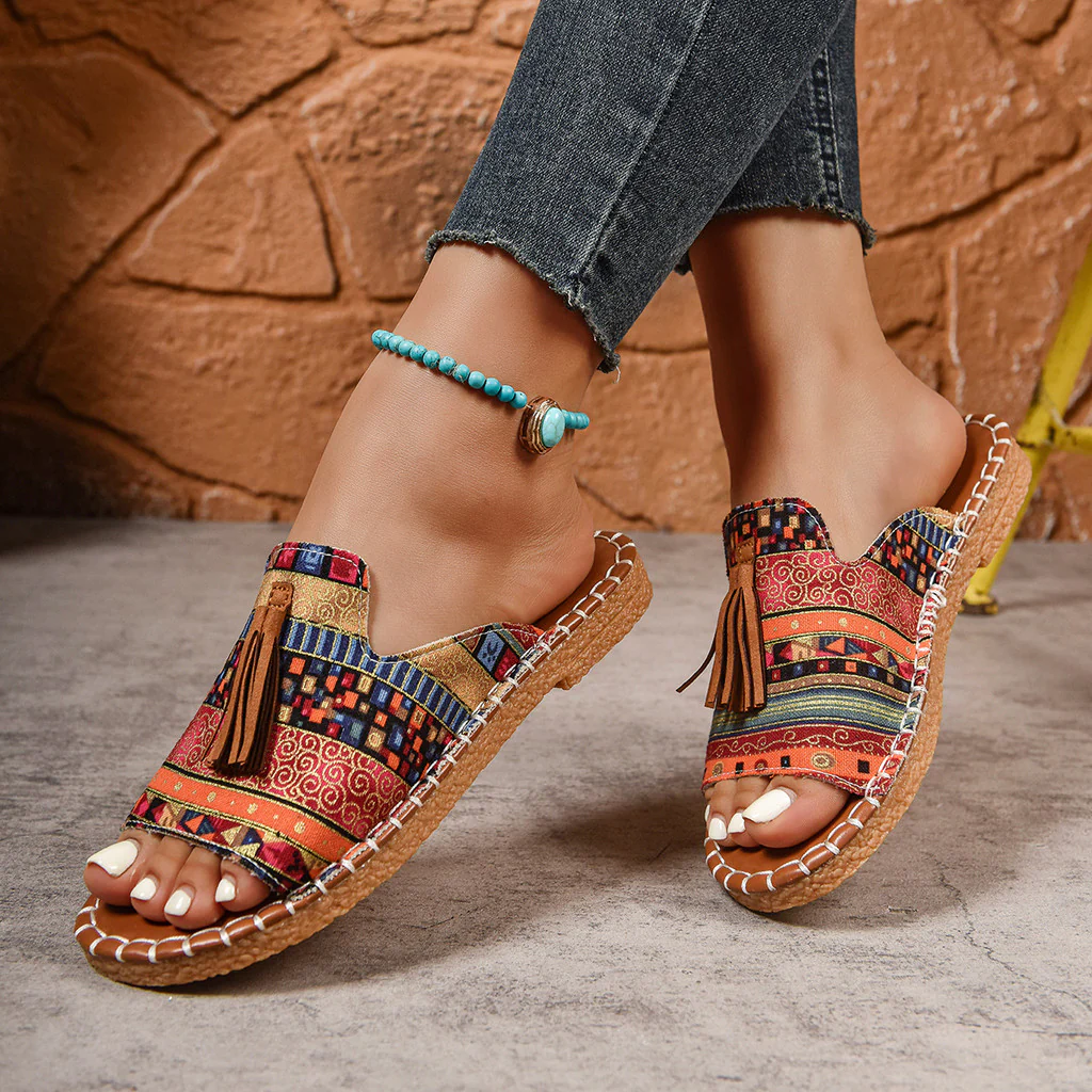Margaret | Bohemian Tassel Slip-On Sandals