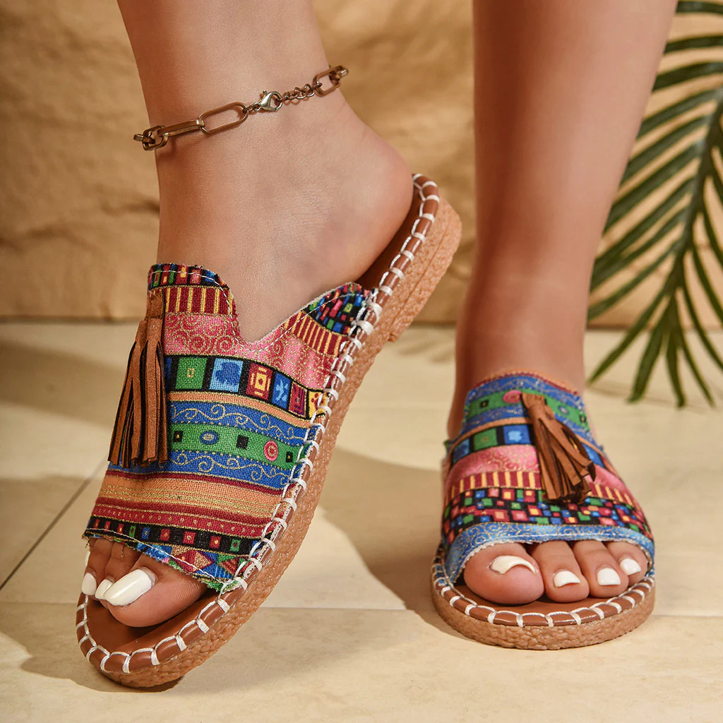 Margaret | Bohemian Tassel Slip-On Sandals