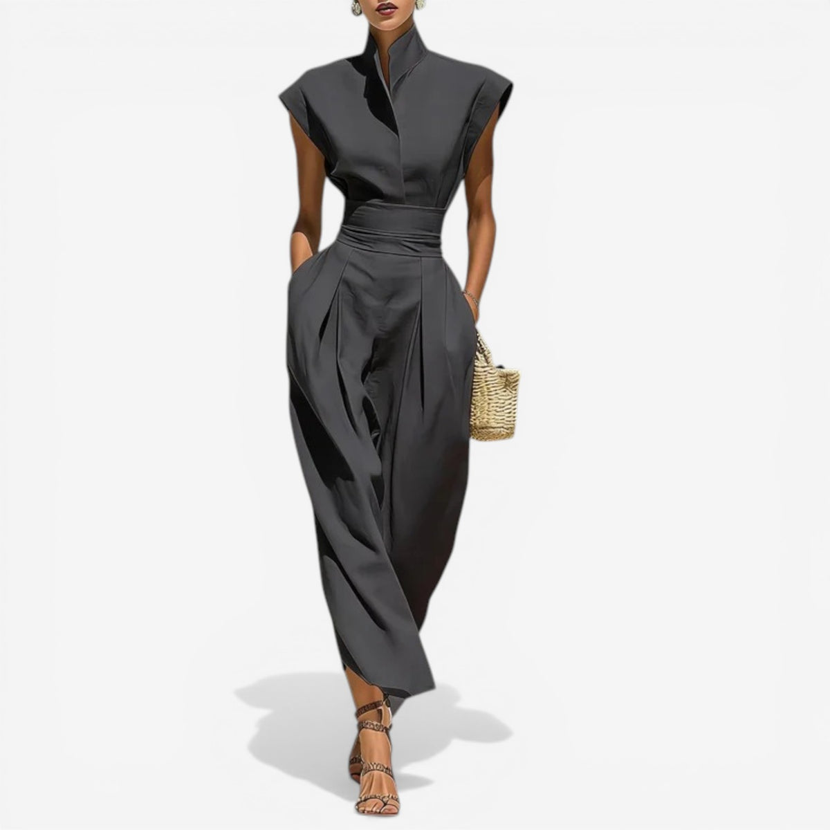 Nyrena | Jumpsuit High Neck Sleeveless Wide Leg
