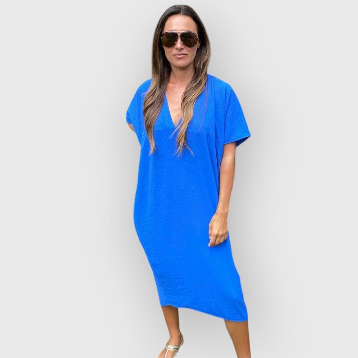 Aveline | V-Neck Short Sleeve Midi Dress