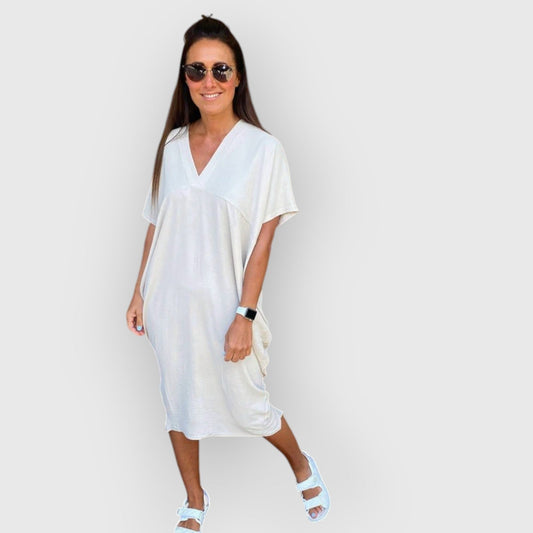 Aveline | V-Neck Short Sleeve Midi Dress