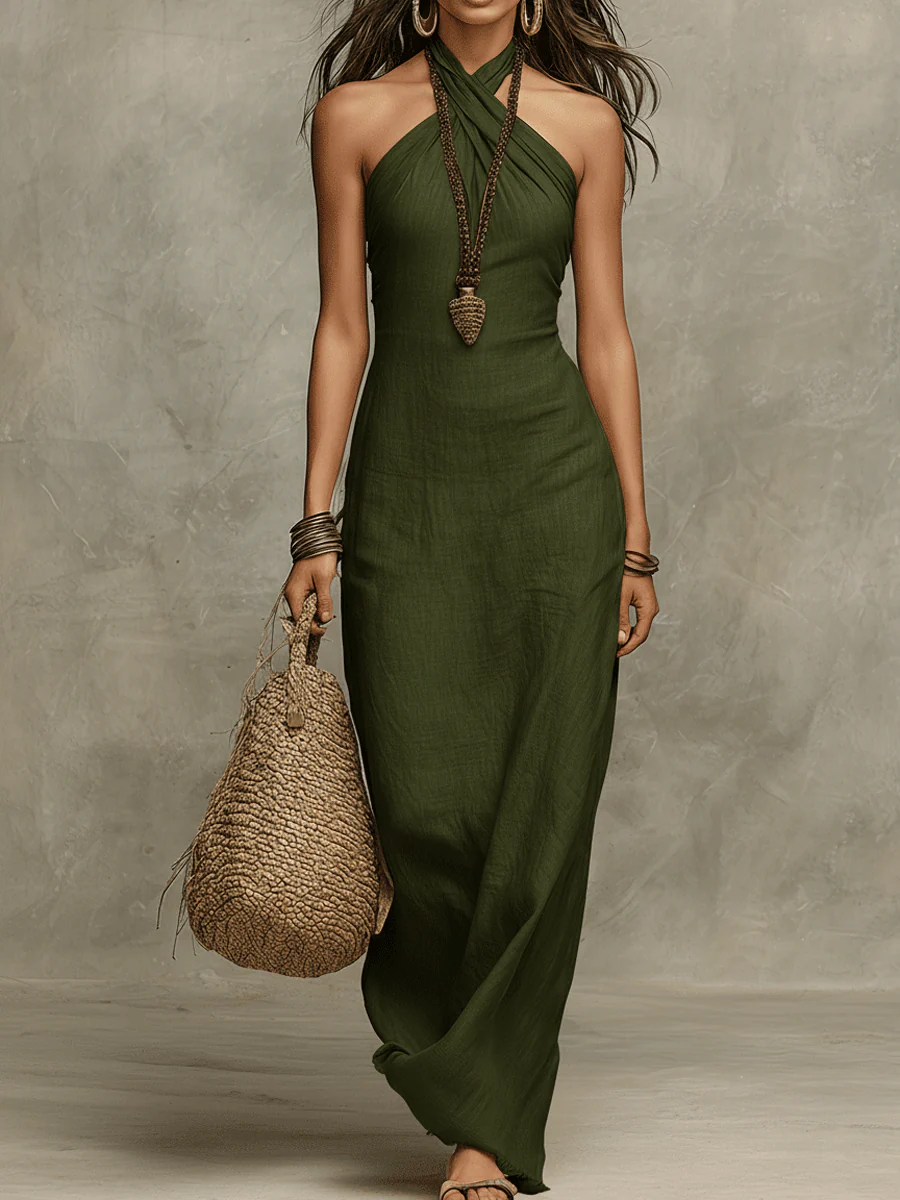Nazia | Halter Neck Maxi Dress