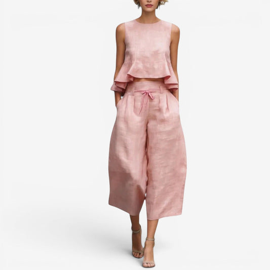 Nilyana | Co-ord Set Sleeveless Wide Leg Trousers