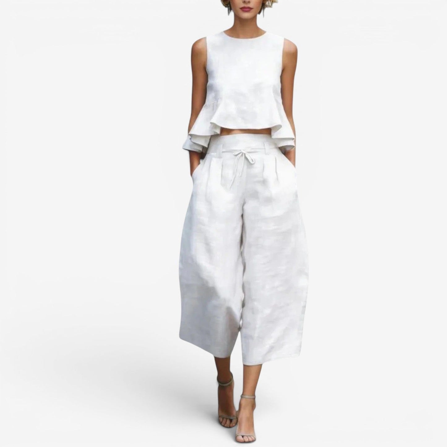 Nilyana | Co-ord Set Sleeveless Wide Leg Trousers
