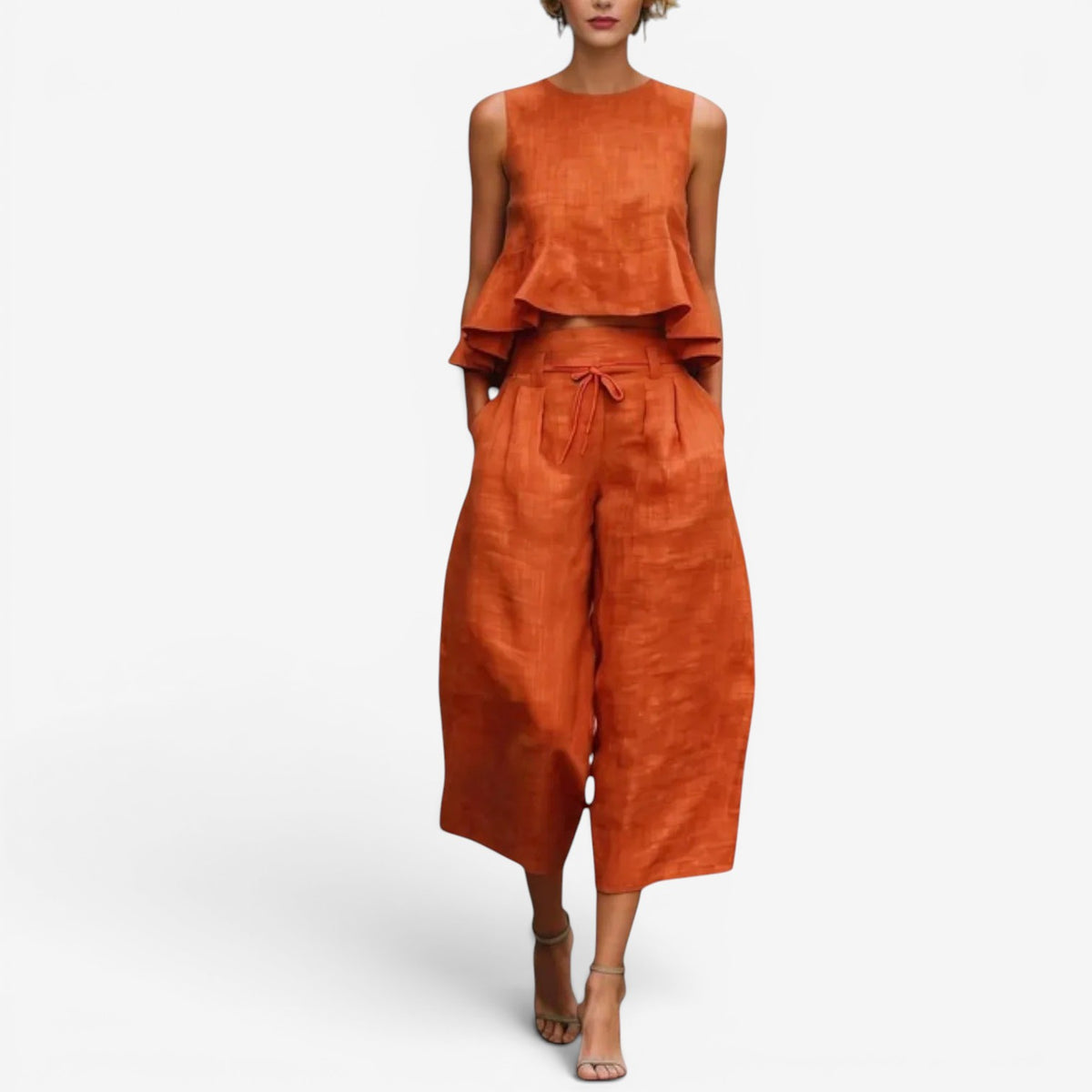 Nilyana | Co-ord Set Sleeveless Wide Leg Trousers