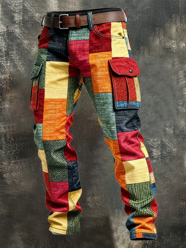 Gracin | Patchwork Cargo Pocket Straight Leg Trousers