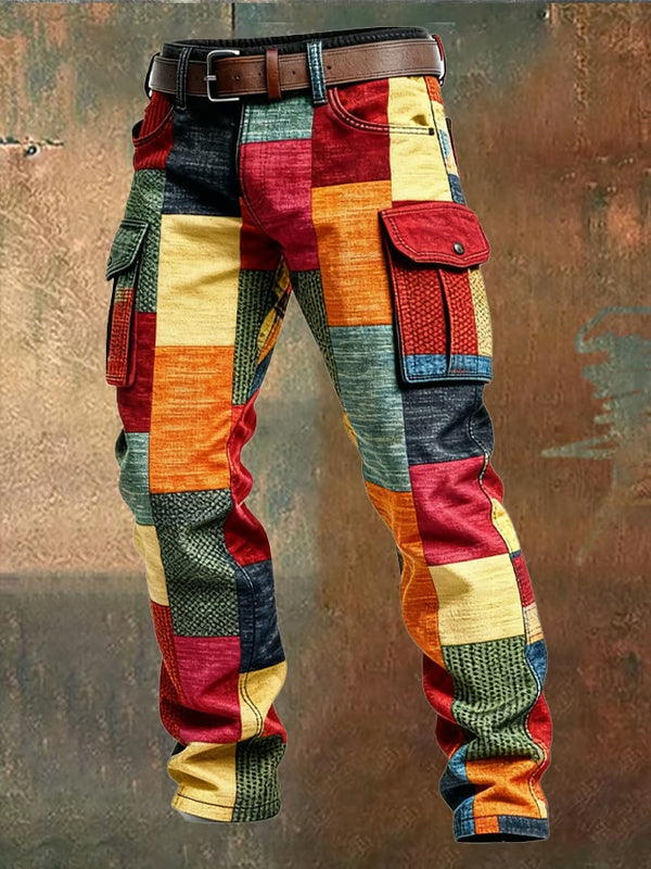 Greg | Patchwork Multi-Colour Cargo Trousers