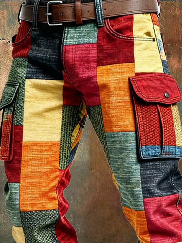 Gracin | Patchwork Cargo Pocket Straight Leg Trousers