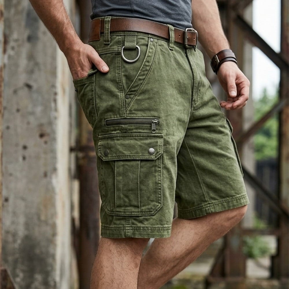Pezeshkian | Cargo Shorts Washed Denim Style Pockets