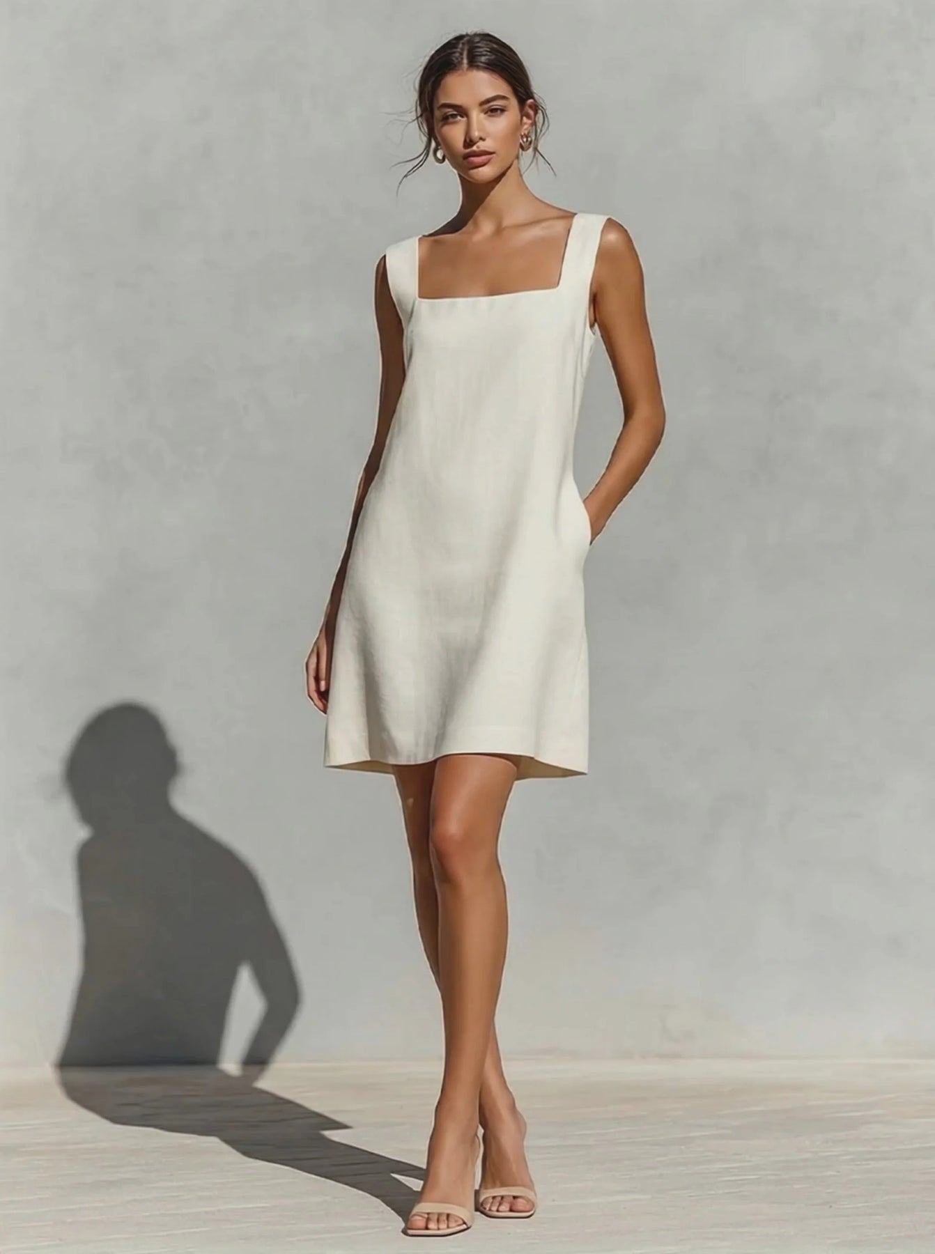 Loren | Sleeveless Square Neck A Line Dress