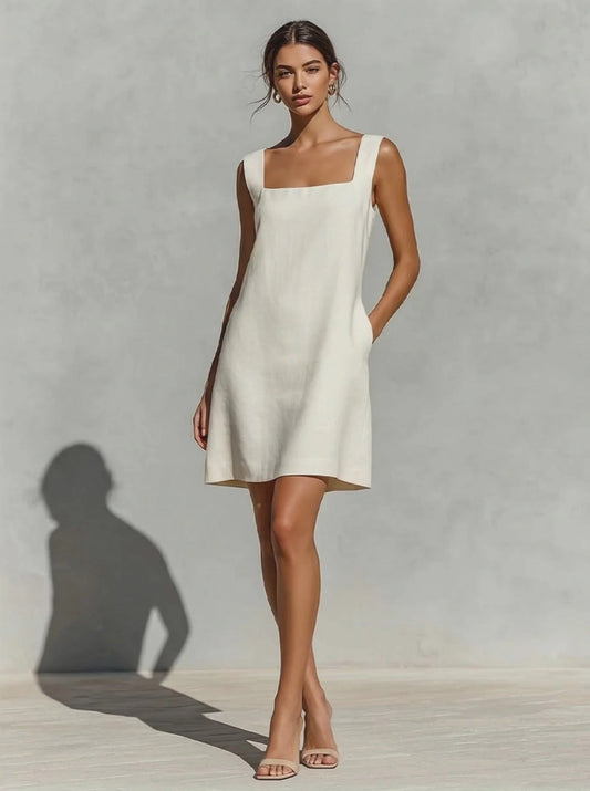 Loren | Sleeveless Square Neck A Line Dress