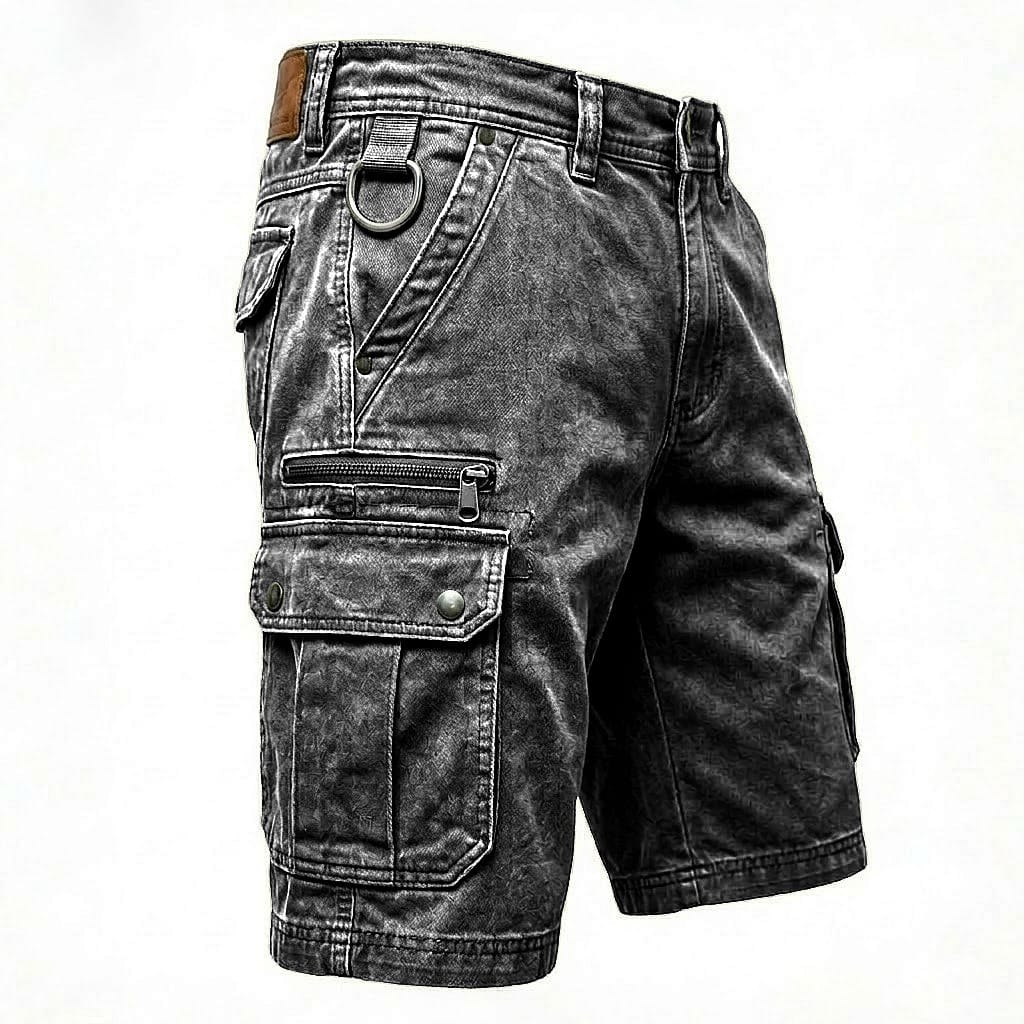 Pezeshkian | Cargo Shorts Washed Denim Style Pockets