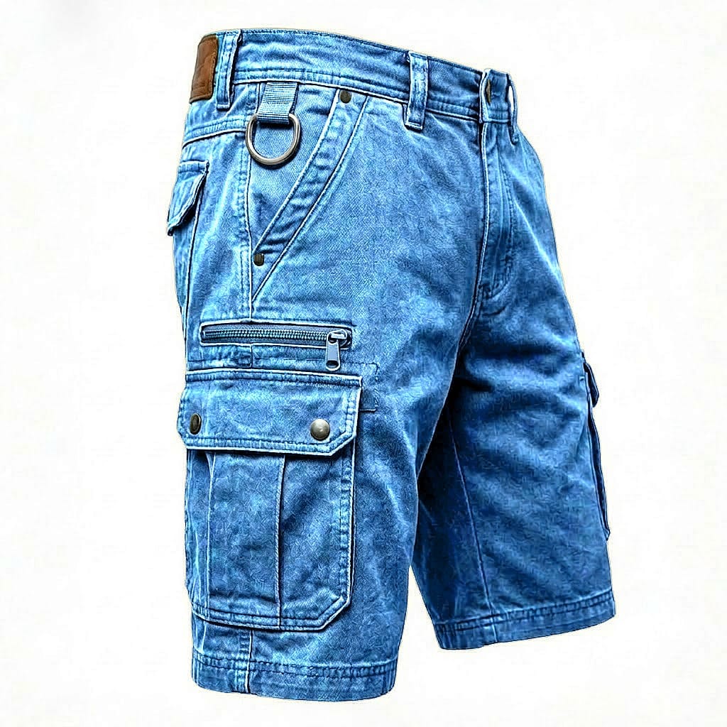 Pezeshkian | Cargo Shorts Washed Denim Style Pockets