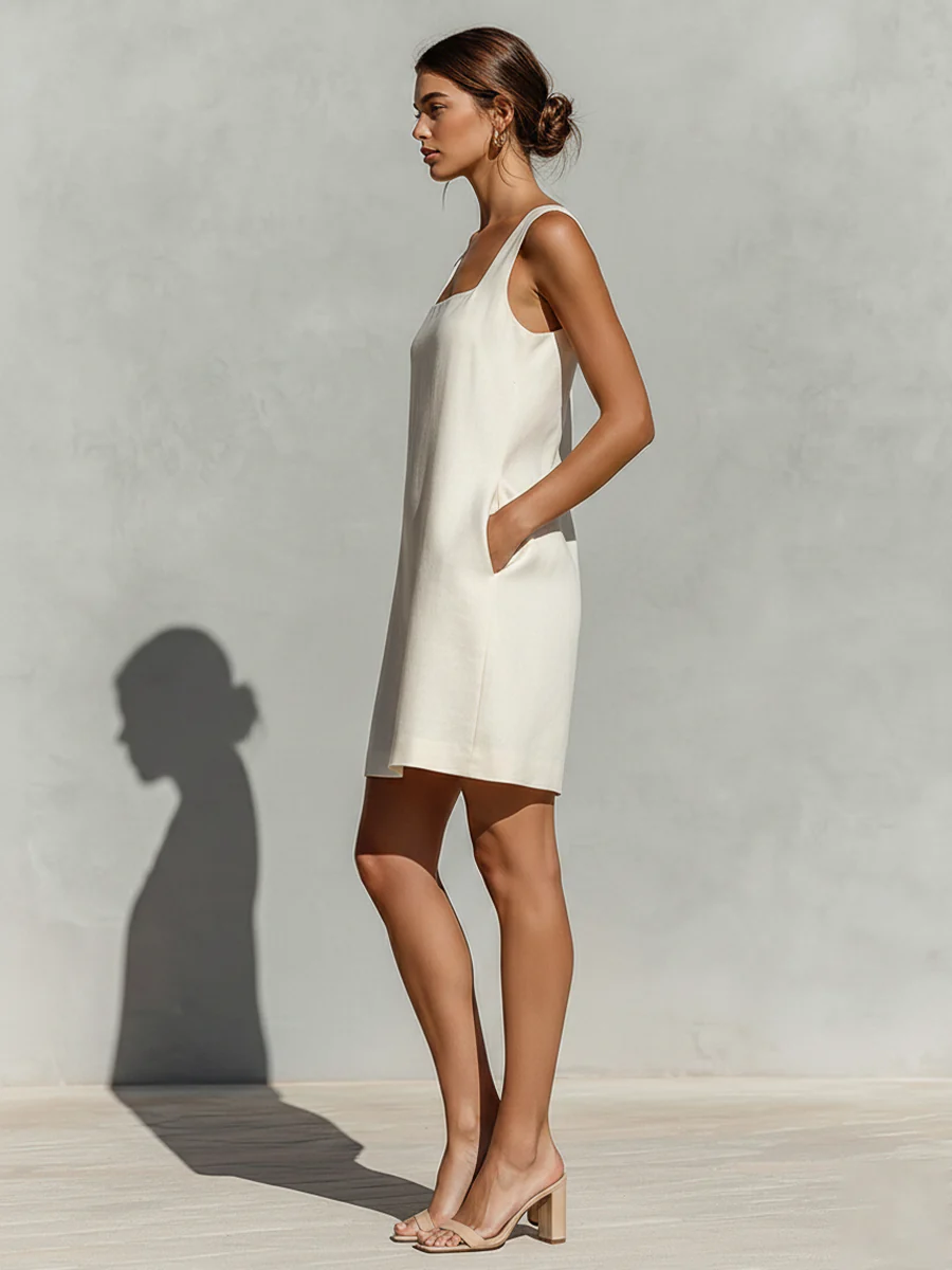 Loren | Sleeveless Square Neck A Line Dress