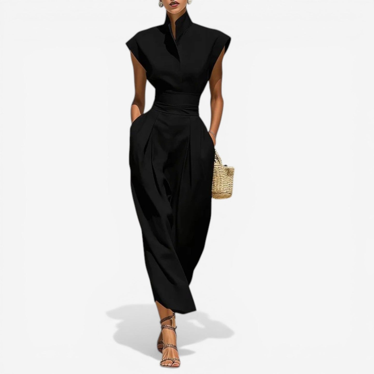 Nyrena | Jumpsuit High Neck Sleeveless Wide Leg