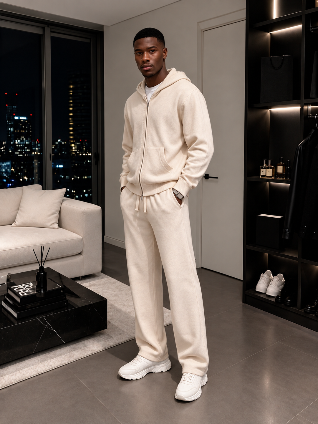 Jonathan | Tracksuit with Zip Hoodie and Straight Trousers