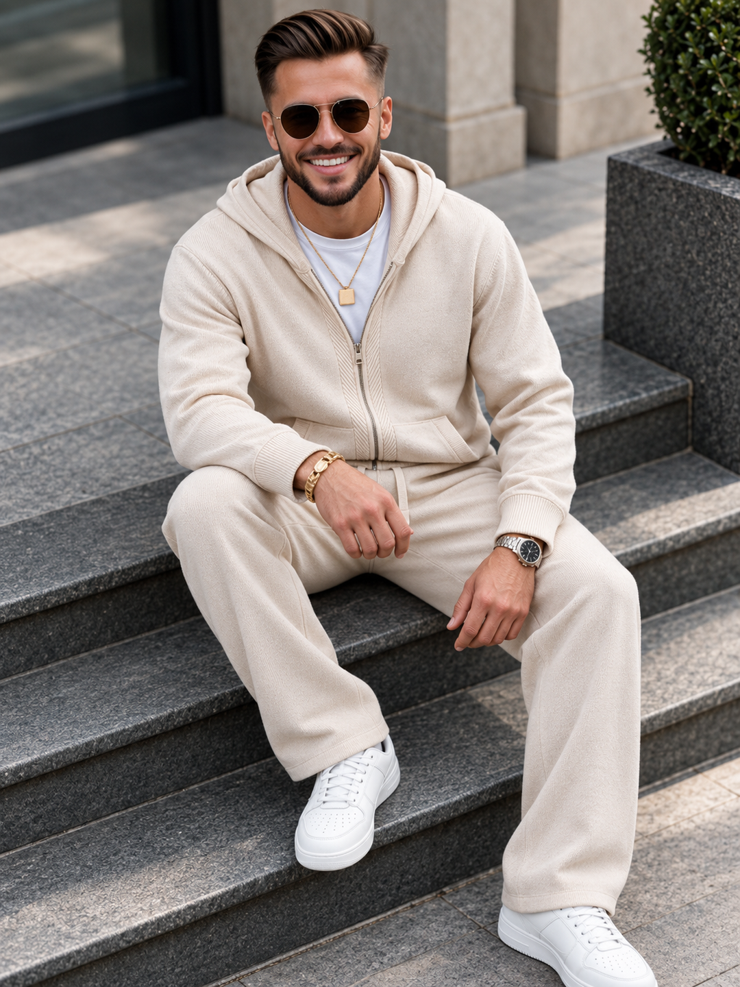 Jonathan | Tracksuit with Zip Hoodie and Straight Trousers