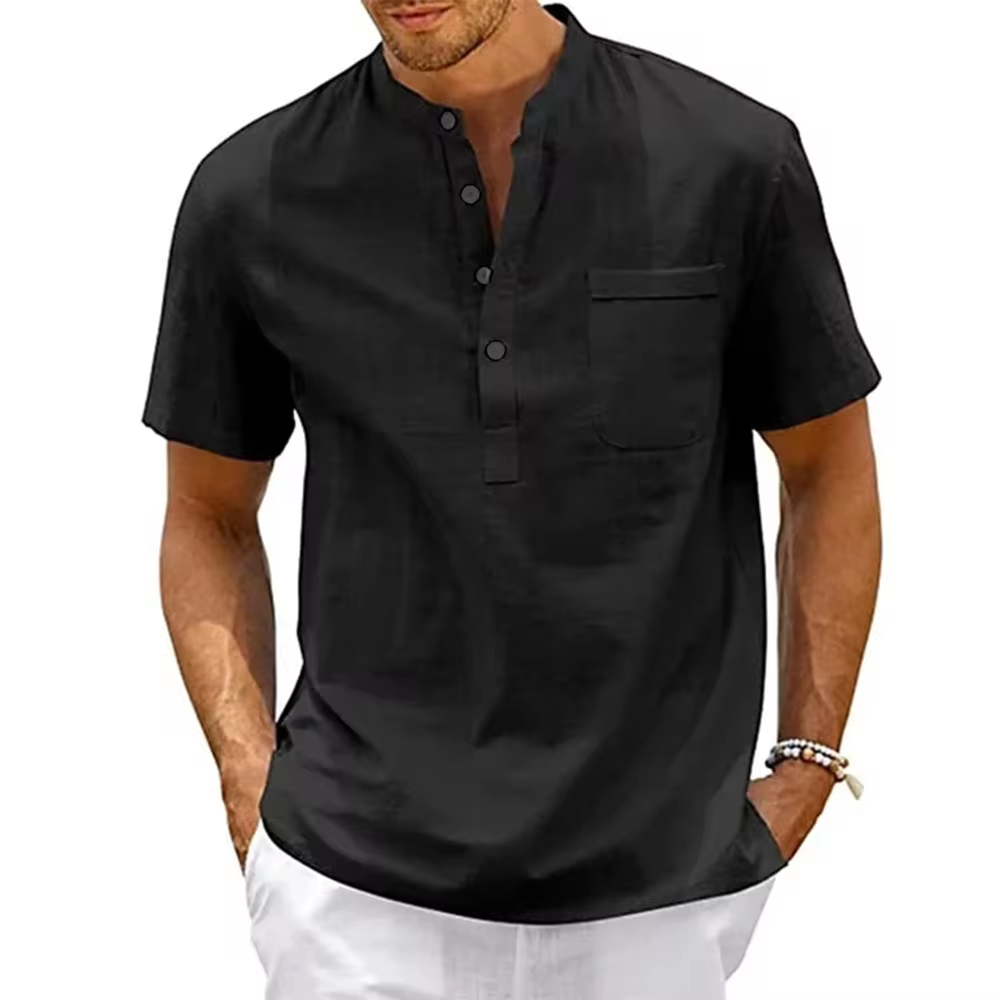 Giovani | Short Sleeve Mandarin Collar Shirt