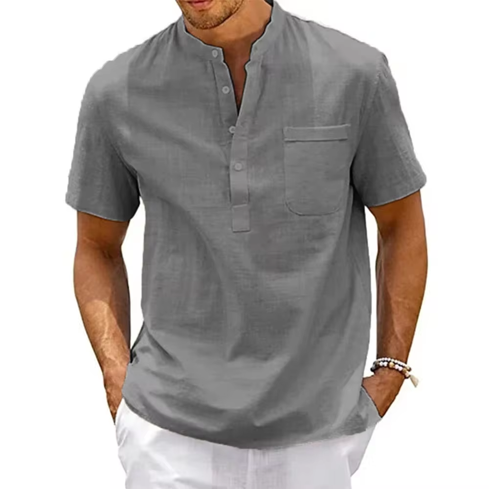Giovani | Short Sleeve Mandarin Collar Shirt