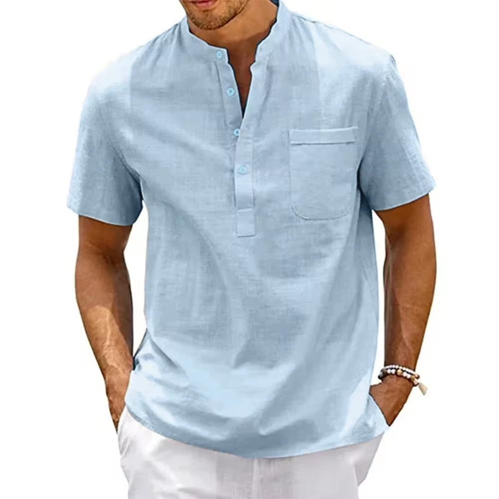 Giovani | Short Sleeve Mandarin Collar Shirt