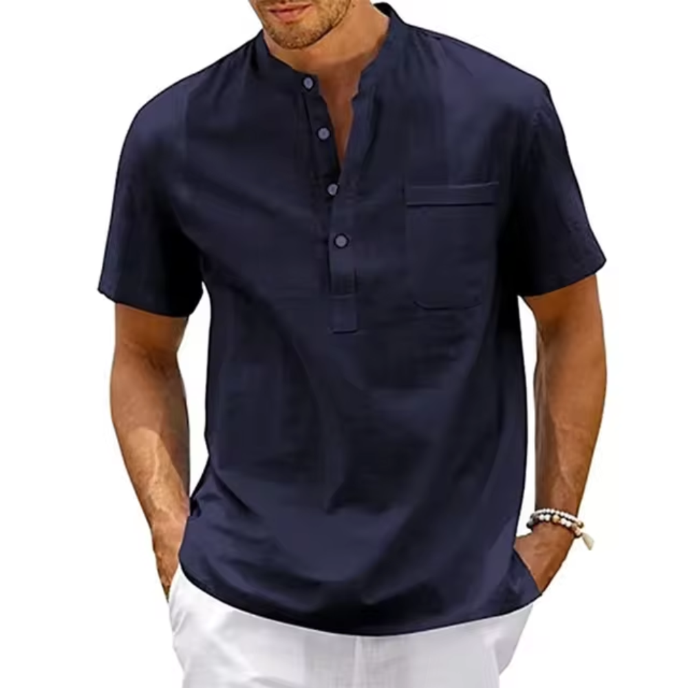 Giovani | Short Sleeve Mandarin Collar Shirt