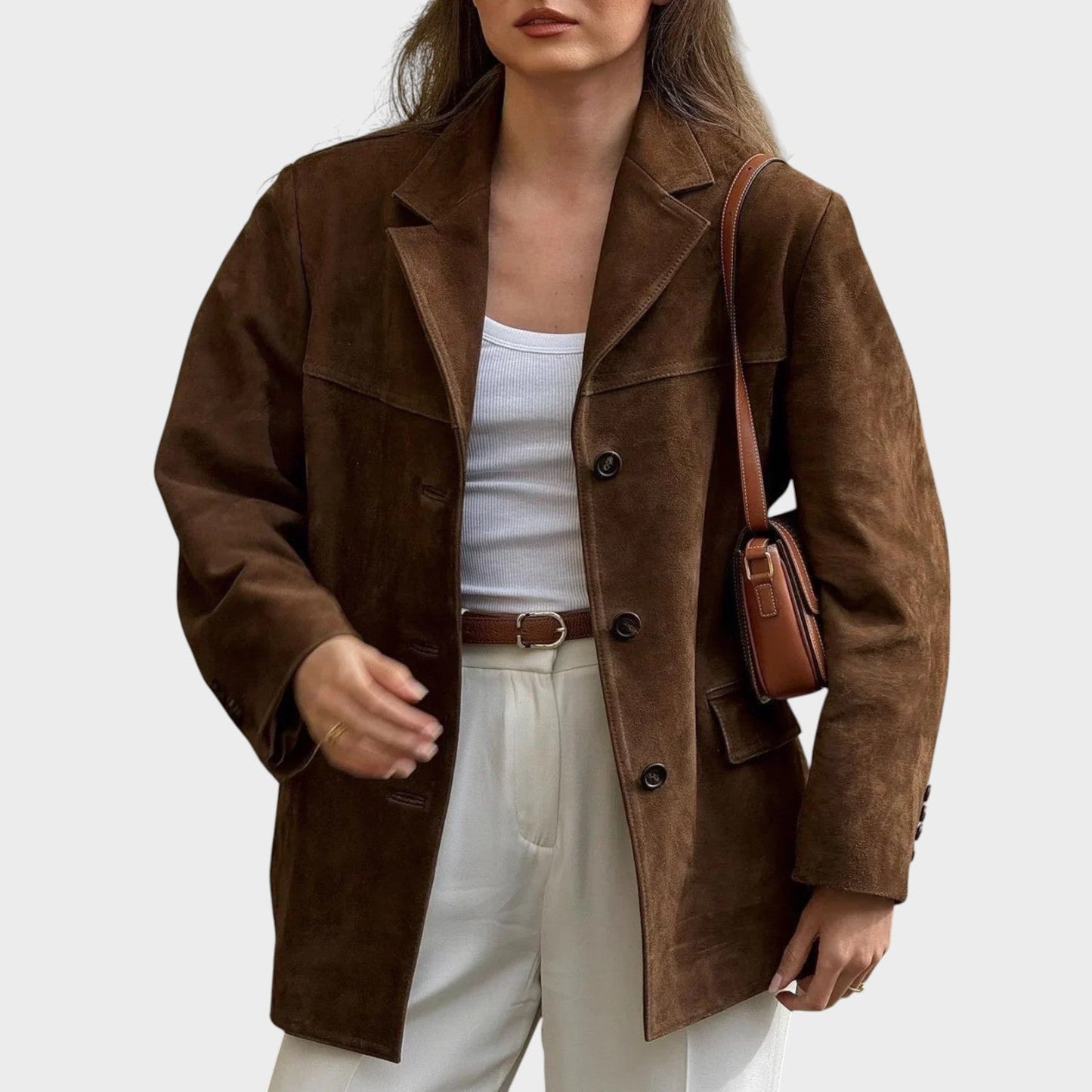 Eline | Suede-Style Jacket with Tailored Longline Fit