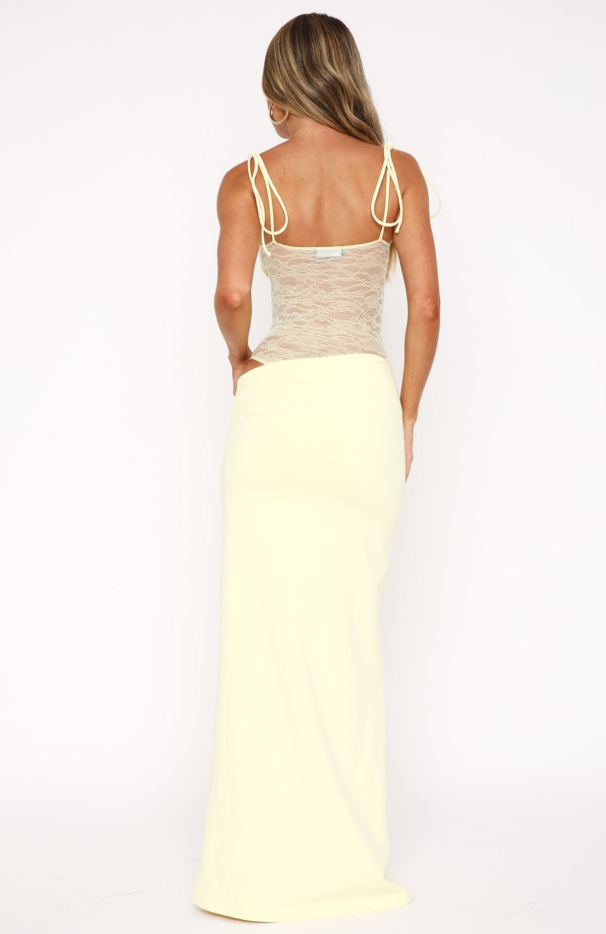 Mirela | Lace Panel Tie Strap Maxi Dress